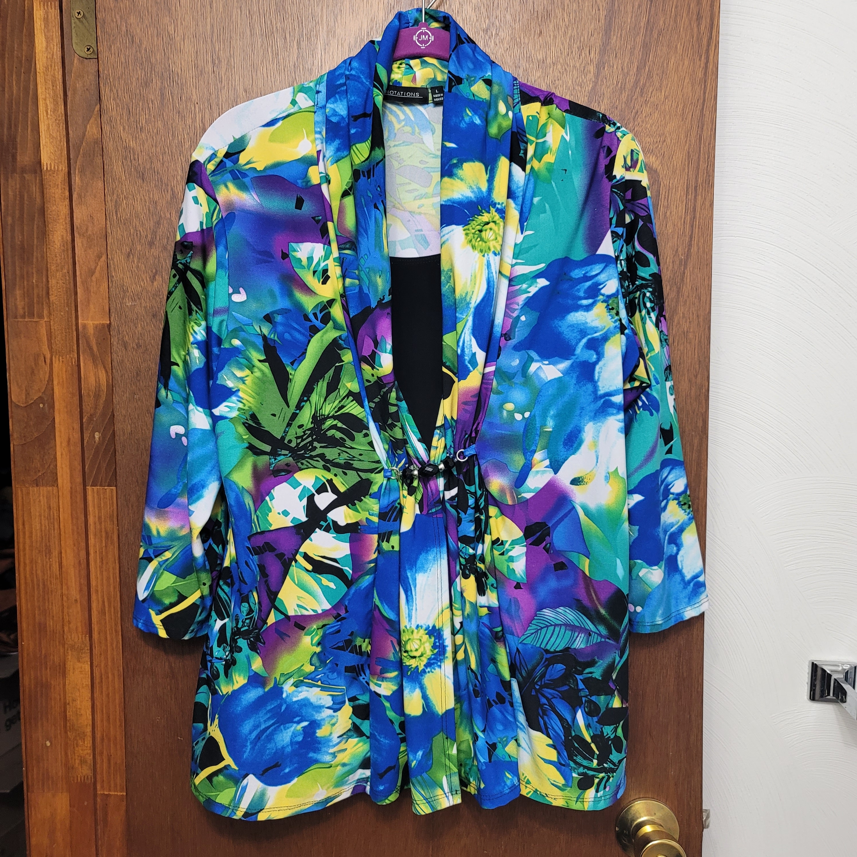 Notations Blue And Green Floral Top